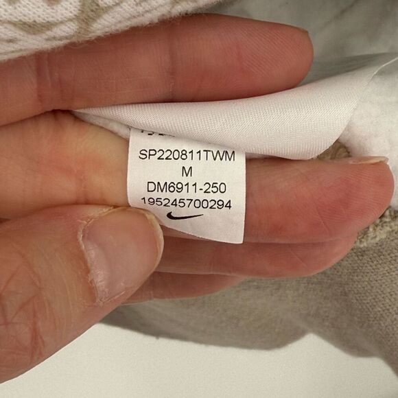 Nike Essentials AOP Fleece Hoodie Sweatshirt Limestone Beige White Men Medium - Picture 6 of 9